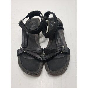 Teva Ysidro Universal Women’s Black Leather Strappy Wedge Heel Sandal Size 10